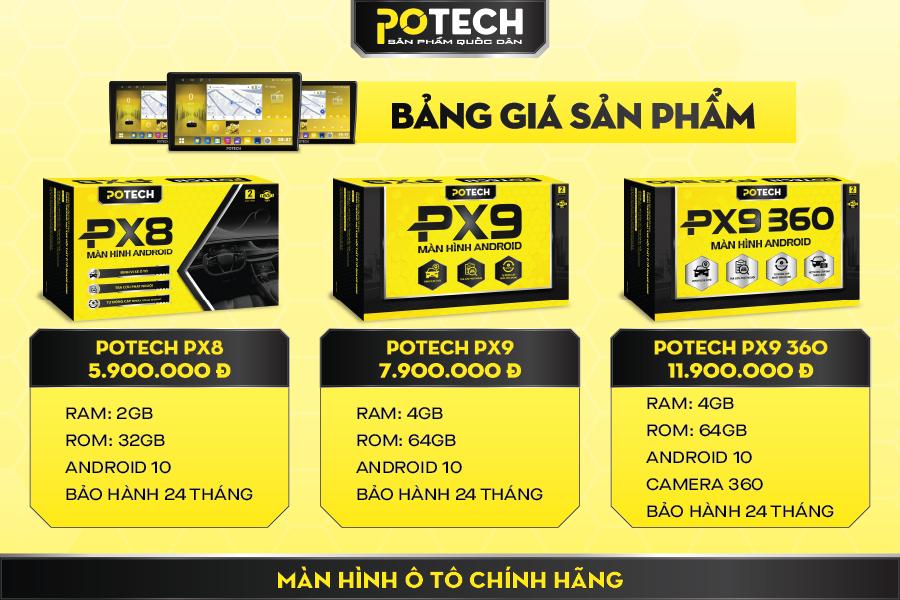 Bảng gi&aacute; m&agrave;n h&igrave;nh android Potech ch&iacute;nh h&atilde;ng 2026